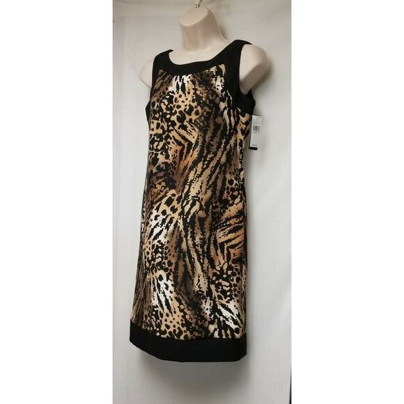 AB Studio Dress. Tiger Print. Black Trim. Size 4. Stretch Fabric. NWT - Picture 5 of 8